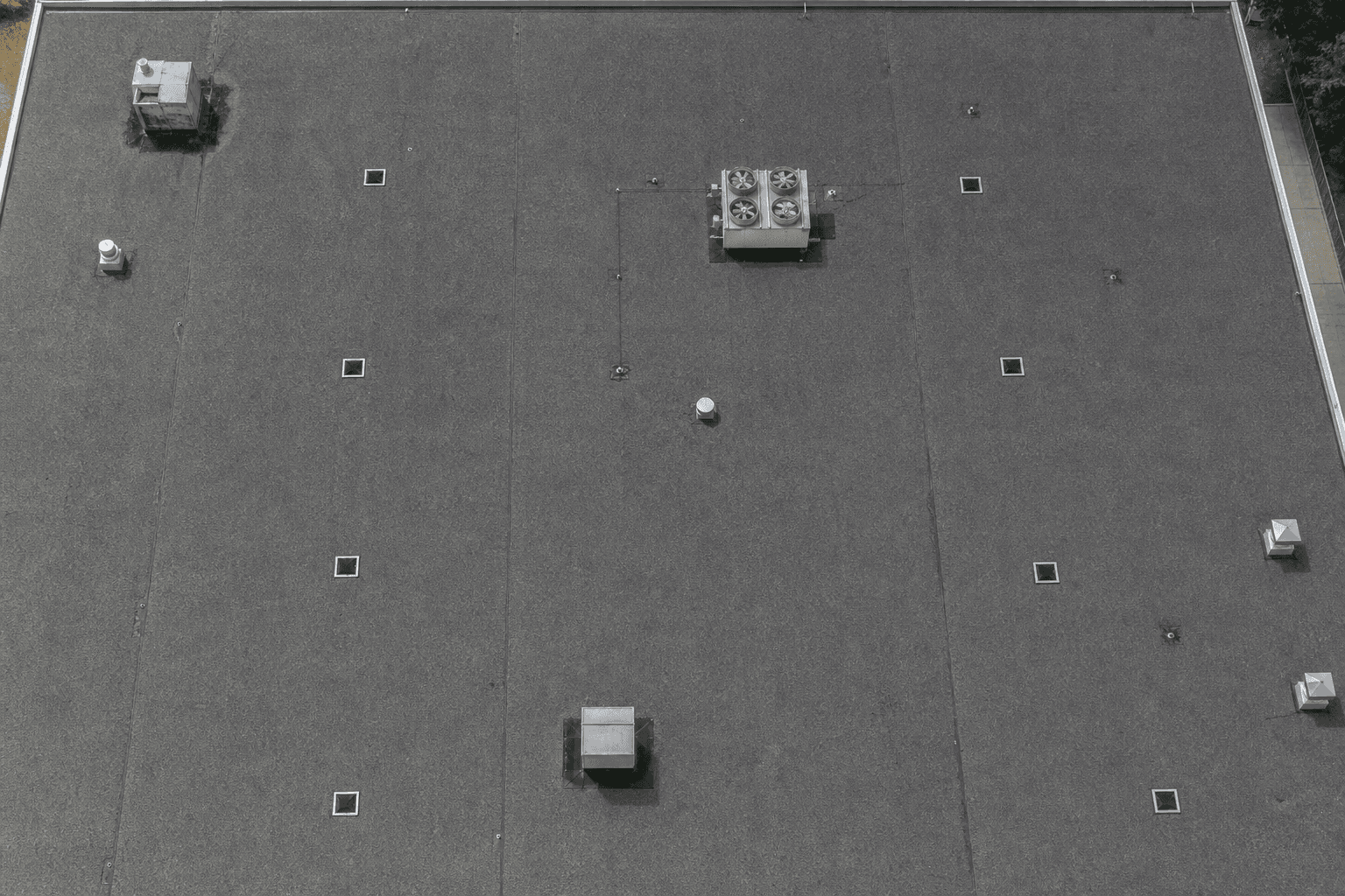 Roof Moisture Inspection — hover to reveal the thermal layer